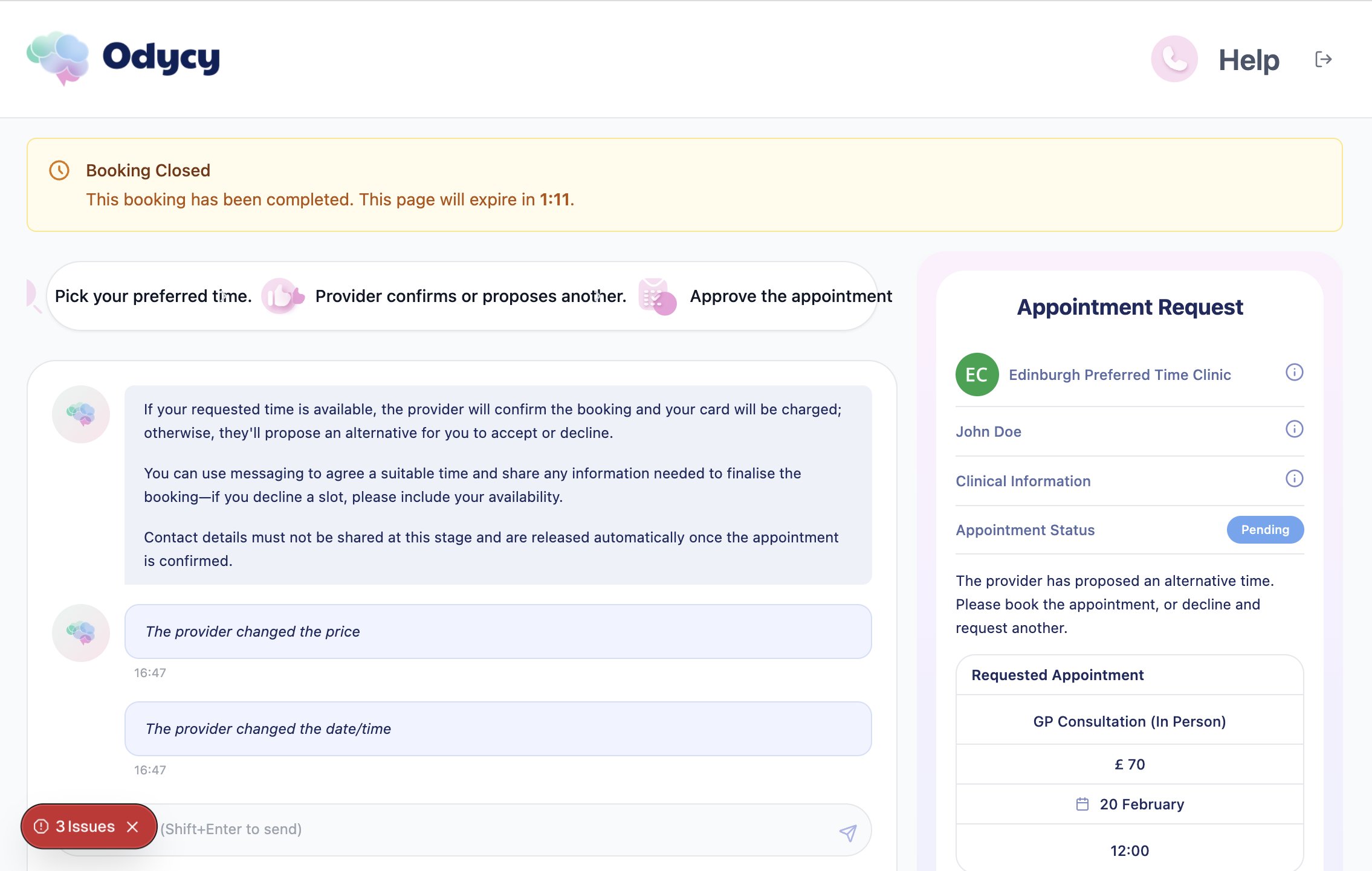 Relay Page Booking Closed